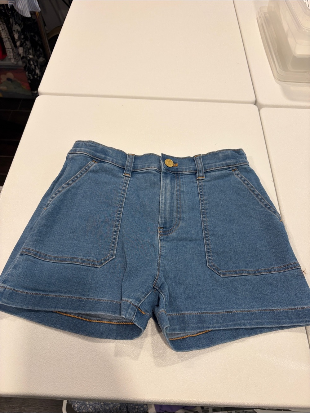 Crewcuts Light Blue Denim Shorts with Front Patch Pockets